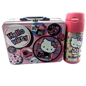 Hello Kitty Plaid Metal Lunchbox & Thermos Set Pink/Multicolor